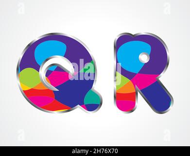 Typography fonts multicolor shapes style alphabet Stock Vector