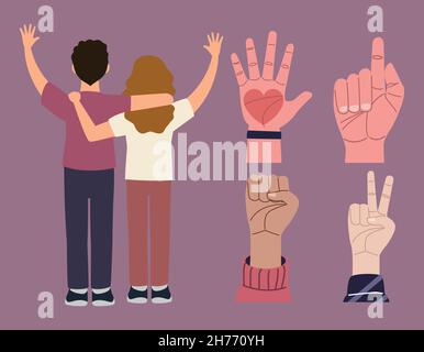 human rights five icons Stock Vector