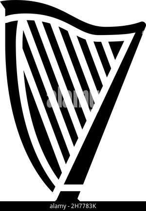 harp symphonic instrument glyph icon vector illustration Stock Vector
