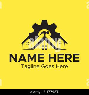 Home Repair Minimal Logo. House Rebuild Black Color Logo. Stock Vector