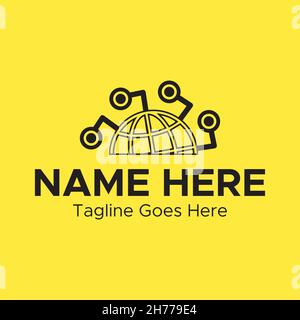 Minimalistic Global Connection Logo. Web Network Black color Logo. Stock Vector