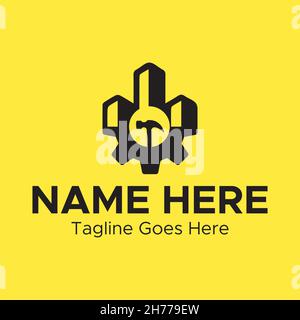 Home construction Minimal Logo.House Builder Black Color Logo. Stock Vector