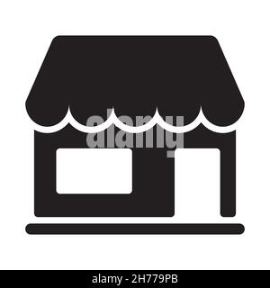 Shop or market icon in simple style on white background. Stock Vector