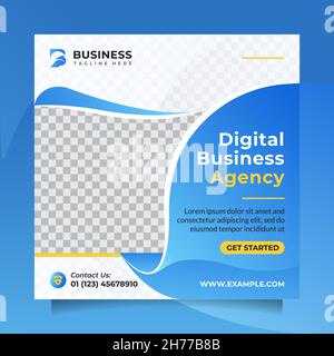 Square template design social media post and banner promotion for Digital Business Agency with modern blue color Stock Vector