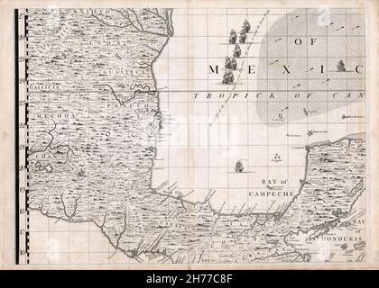 A map of the British Empire in America with the French and Spanish settlements Stock Photo