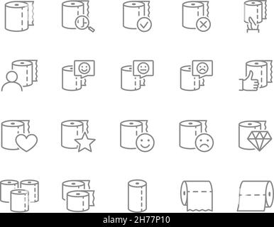 Set of toilet paper line icons. Wet wipes, toilet rolls, layered napkin, wet tissue, paper roll and more. Stock Vector