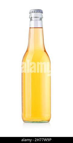 gold beer bottle isolated on white with clipping path Stock Photo