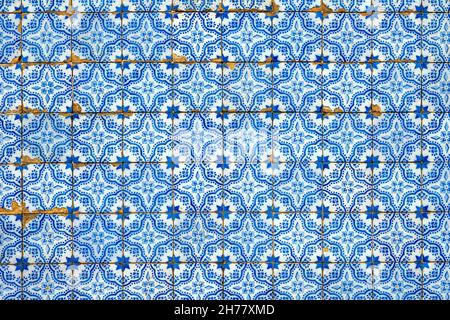 Background from typical blue portuguese tiles Stock Photo