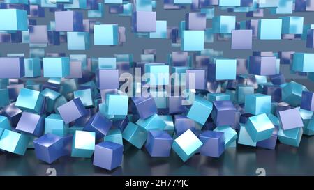 3d rendering. Abstract background with cubes of different colors Stock Photo