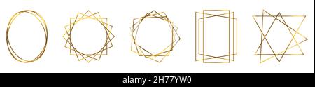 Gold collection of geometric frames. Vector illustration isolated on white background Stock Vector