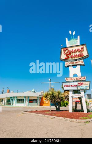 sign of desert sands motor hotel on the famous Route 66 central avenue Albuquerque  USA Stock Photo