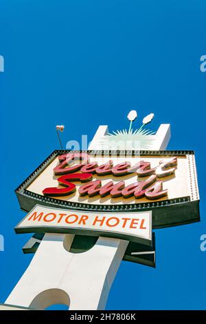 sign of desert sands motor hotel on the famous Route 66 central avenue Albuquerque  USA Stock Photo