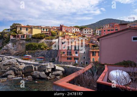 The ancient small village of Tellaro near Lerici, La Spezia in the Golfo dei Poeti (Gulf of poets or Gulf of La Spezia) Italy Stock Photo