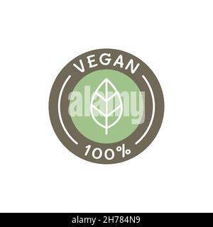 Vegan food and products vector label icon set. 100 % vegan sticker set. Stock Vector