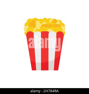 Popcorn. Cinema icon in flat design style. Vector illustration on white Stock Vector