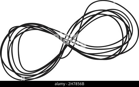 Hand drawn infinity doodle, sketch scribble element, pencil art design outline stroke glyph illustration Stock Vector