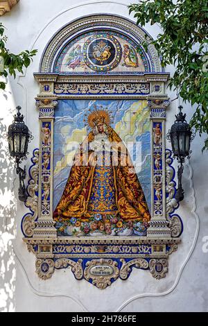 Azulejo de Nuestra Señora del Mayor Dolor en Jerez de la Frontera, Cádiz Stock Photo