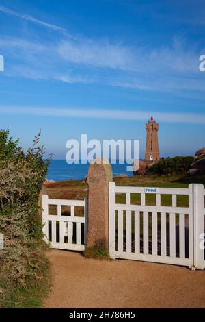 Ploumanach, France - 17 October, 2021: Pink Granite Coast is a stretch of coastline in the Cotes d Armor departement of northern Brittany, France. It Stock Photo