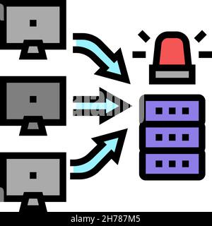 ddos attacks color icon vector illustration Stock Vector