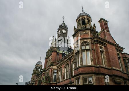 Facade and clock tower of Victorian style Magistrates Court in York England Stock Photo