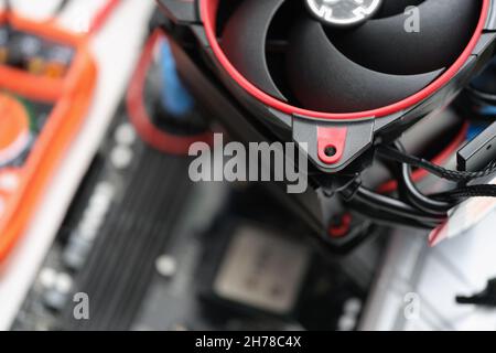 Cooling system for a computer, a cooler for a processor, close-up Stock Photo