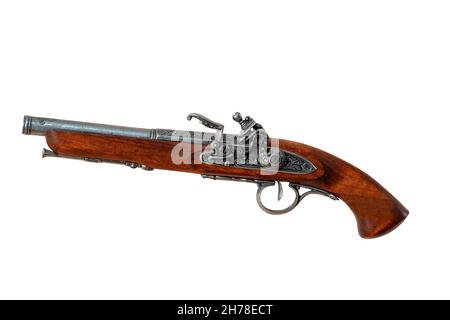 Antique blunderbuss pistol isolated on white background Stock Photo