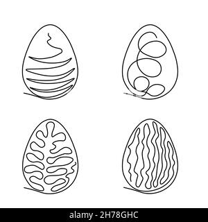 One continuous single drawn line art doodle Easter eggs one line. Vector illustration. Easter eggs for Easter holidays. Isolated image of a hand drawn Stock Vector