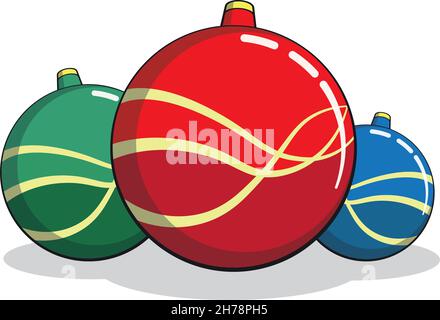 Christmas Bauble decoration cartoon style on white Stock Vector