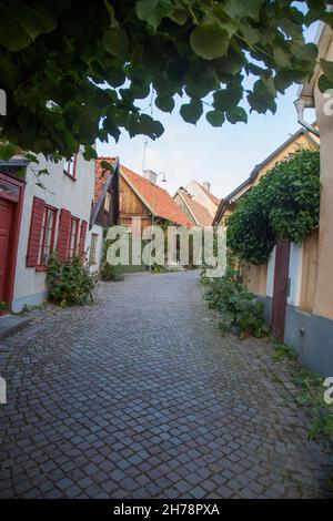 VISBY GOTLAND alley with old houses in the medieval townon the island Stock Photo
