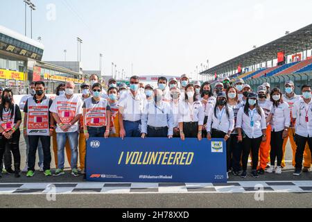 FIA Volunteers family picture with MASI Michael, FIA Race Director, and TODT Jean (fra), FIA President, during the Formula 1 Ooredoo Qatar Grand Prix 2021, 20th round of the 2021 FIA Formula One World Championship from November 19 to 21, 2021 on the Losail International Circuit, in Lusail, Qatar - Photo: Florent Gooden/DPPI/LiveMedia Stock Photo