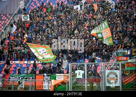 Bologna, Italy. 21st Nov, 2021. Renato Dall'Ara stadium, Bologna, Italy, November 21, 2021, Venezia supporters during Bologna FC vs Venezia FC - italian soccer Serie A match Credit: Live Media Publishing Group/Alamy Live News Stock Photo