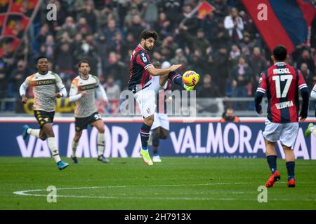 Bologna, Italy. 21st Nov, 2021. Renato Dall'Ara stadium, Bologna, Italy, November 21, 2021, Bologna's Riccardo Orsolini in action during Bologna FC vs Venezia FC - italian soccer Serie A match Credit: Live Media Publishing Group/Alamy Live News Stock Photo