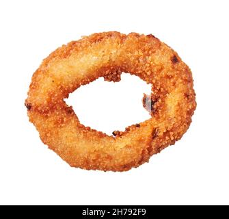 SIngle breaded onion ring isolated on a white background Stock Photo