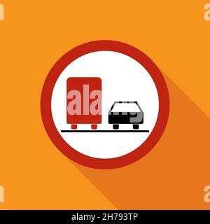 No overtaking warning road, prohibition transportation icon, car forbidden information vector illustration . Stock Vector