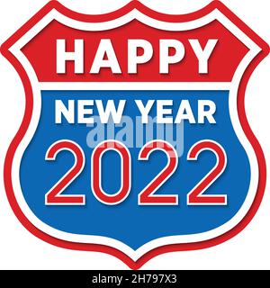 Happy New Year 2020. Retro route sign. Christmas design element. Stock Vector
