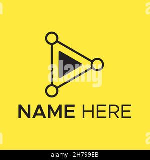 Minimalistic Media Play Logo.Minimalistic black color triangle shape logo. Stock Vector