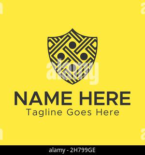 Cyber Security Data protection Logo.Minimalistic black color logo. Stock Vector