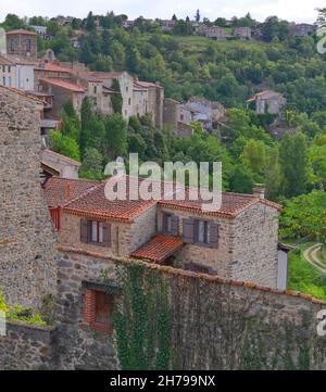 houses and homes in the rural commune of Vieille-Brioude ,Haute-Loire department, Auvergne-Rhône-Alpes region ,France Stock Photo