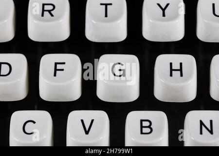 Close up of keys on an old manual typewriter. Stock Photo