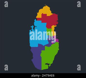 Qatar political map with capital Doha, national borders, important ...