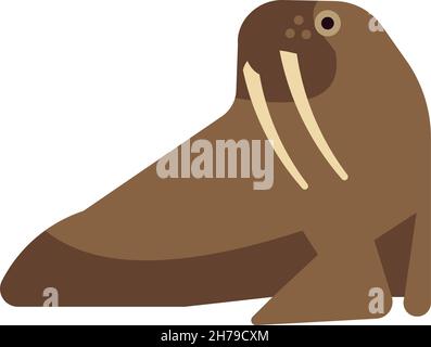 Arctic walrus icon. Marine animal with big teeth Stock Vector