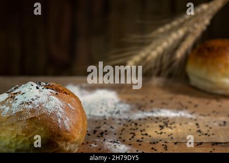 Rye sliced bread on the table Stock Photo