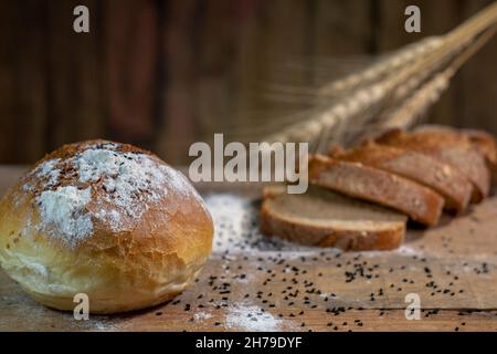 Rye sliced bread on the table Stock Photo
