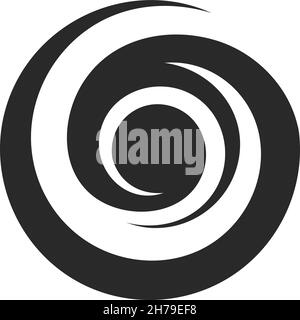 Black curl logo. Spiral loop sign. Round swirl Stock Vector