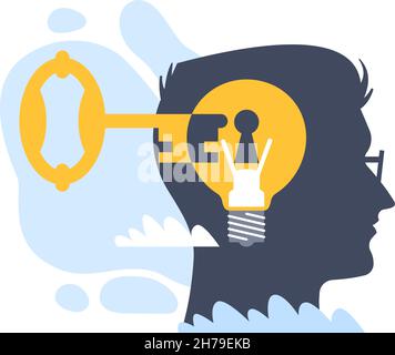 Man's head with bulb Stock Vector Image & Art - Alamy