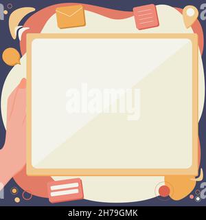 Abstract Deleting Browser History, Editing Organizing Online Files, Spreading Cyber Business Presence, Information Gathering Ideas, Internet Chatting Stock Vector