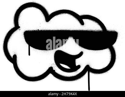 graffiti shouting cloud sprayed in black over white Stock Vector