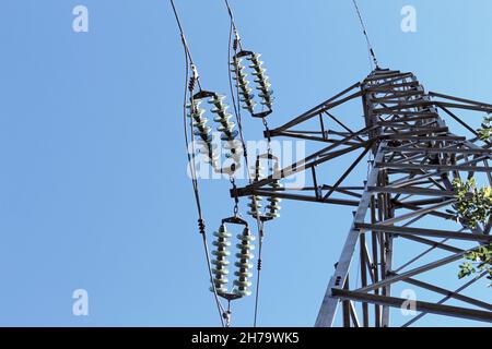 Electric power network. Various elements that make up the energy distribution network in urban centers. Part of the electricity distribution systems Stock Photo