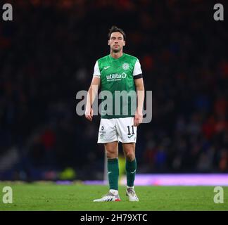 Hampden Park, Glasgow, UK. 21st Nov, 2021. Scottish League Cup semi-final, Rangers versus Hibernian: Joe Newell of Hibernian Credit: Action Plus Sports/Alamy Live News Stock Photo