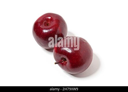 Two red apples isolated on white. Fresh apples. Stock Photo
